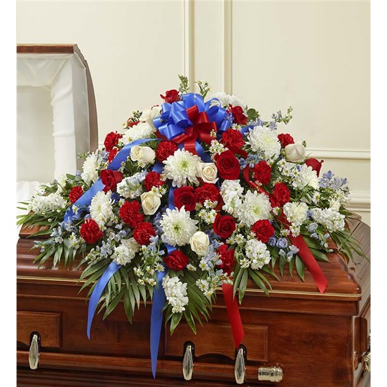 all-red-white-blue-casket-cover-for-funeral-flowers