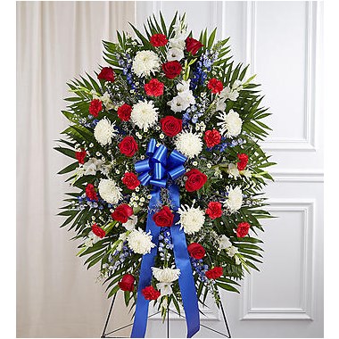 all-red-white-blue-sympathy-standing-spray-for-funeral-flowers