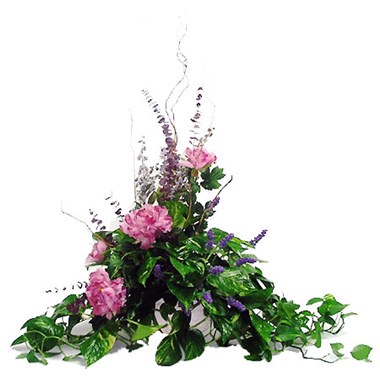 Pothos Planter With Silk Peonies