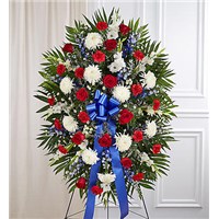 all-red-white-blue-sympathy-standing-spray-for-funeral-flowers